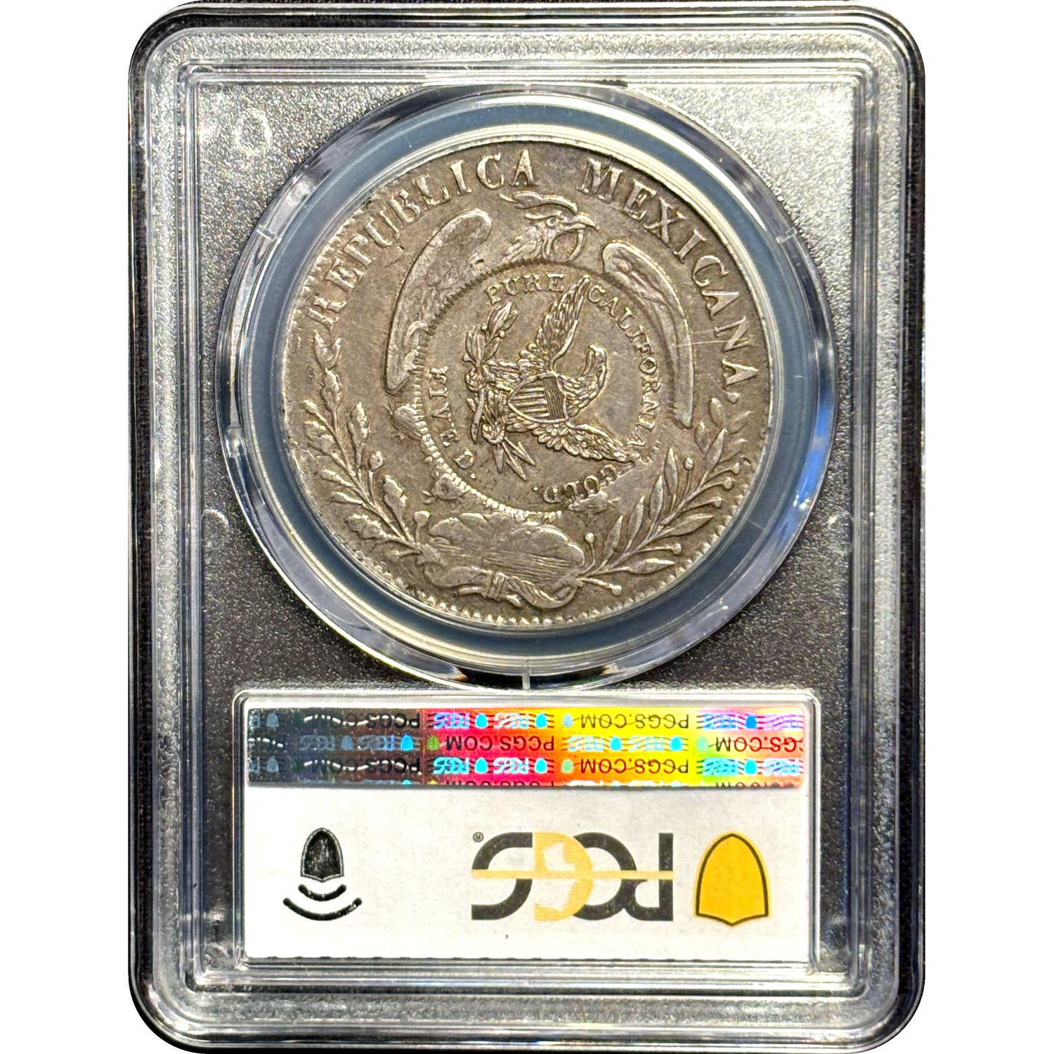 1851 $5 Schultz & Co. On Mexico 1847-Do RM 8R - PCGS AU55 - Slab Reverse