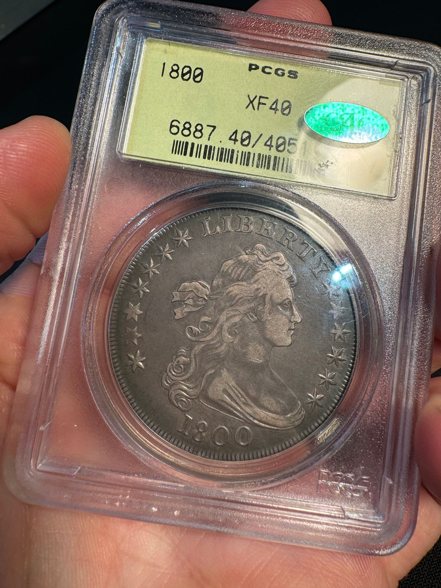 1800 Draped Bust Dollar PCGS XF40 CAC