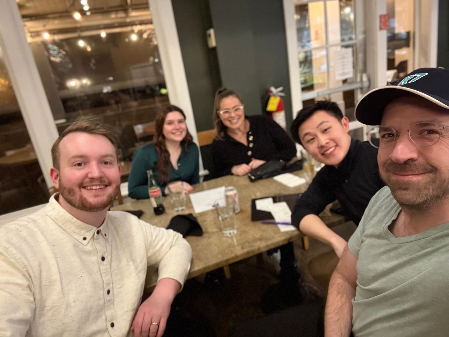 The Rarity7 crew unwinding after a busy day on the bourse