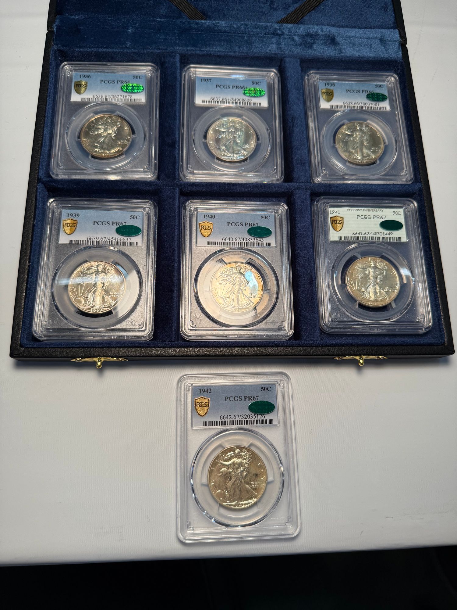 A gorgeous set of Proof Walking Liberty half dollars