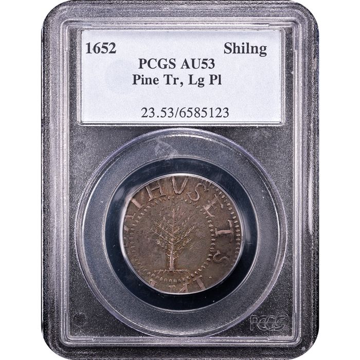 1652 Pine Tree Shilling (Large Planchet) Obverse Slab Image