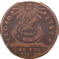 1787 Fugio Cent (1c) Club Rays Rounded Ends Obverse Image