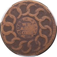 1787 Fugio Cent (1c) Club Rays Rounded Ends Reverse Image