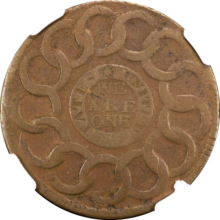 1787 Fugio Cent (1c) States United 4 Cinq Reverse Image