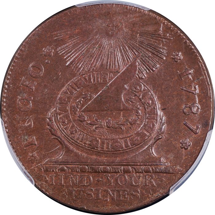 1787 Fugio Cent (1c) States United 4 Cinq Obverse Image