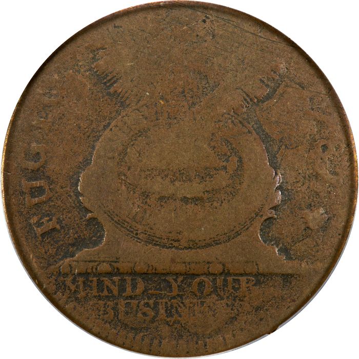 1787 Fugio Cent (1c) United States Cross after Date Obverse Image