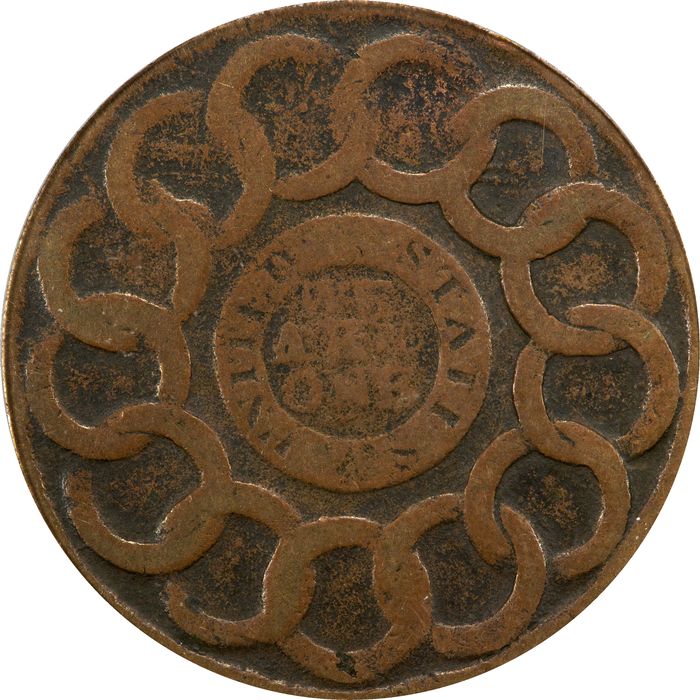 1787 Fugio Cent (1c) United States Cross after Date Reverse Image