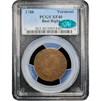 1788 Vermont Half Penny (1/2p) Bust Right Obverse Image