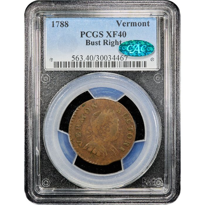 1788 Vermont Half Penny (1/2p) Bust Right Obverse Image