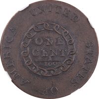 1793 Chain Cent (1c) AMERICA Reverse Image