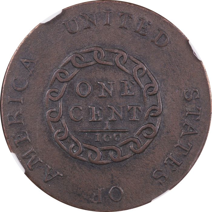 1793 Chain Cent (1c) AMERICA Reverse Image