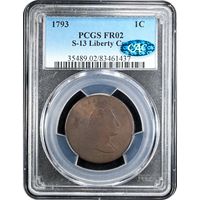 1793 Liberty Cap Large Cent (1c) S-13 Obverse Slab Image