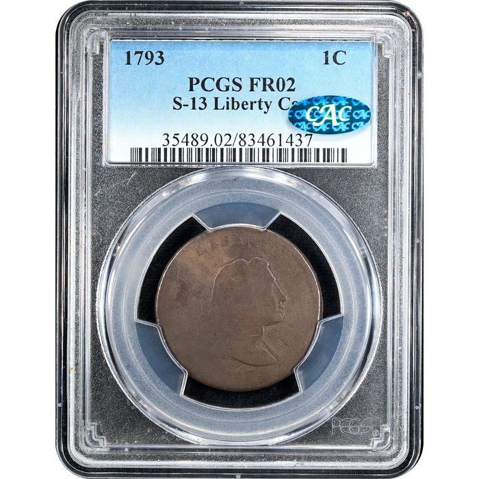 1793 Liberty Cap Large Cent (1c) S-13 Obverse Slab Image