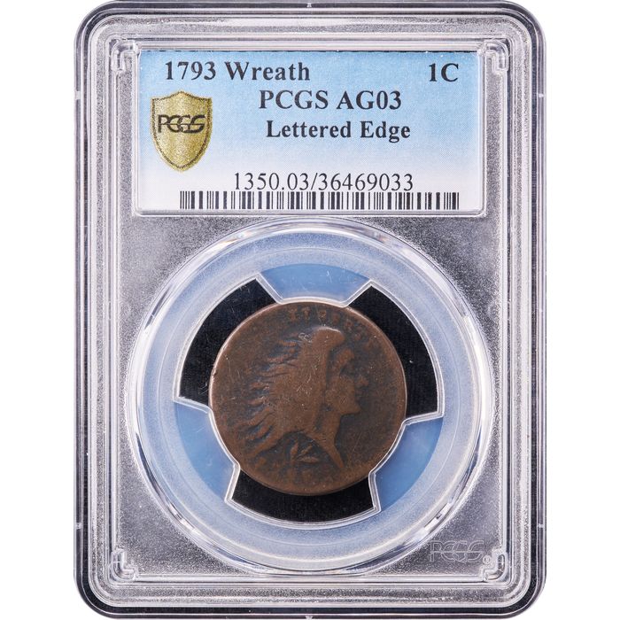 1793 Wreath Cent (1c) Lettered Edge Obverse Image