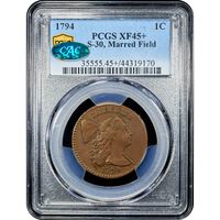 1794 Flowing Hair Large Cent (1c) S-30 Marred Field Obverse Slab Image