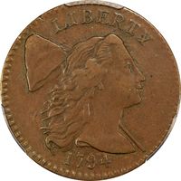 1794 Flowing Hair Large Cent (1c) S-30 Marred Field Obverse Image