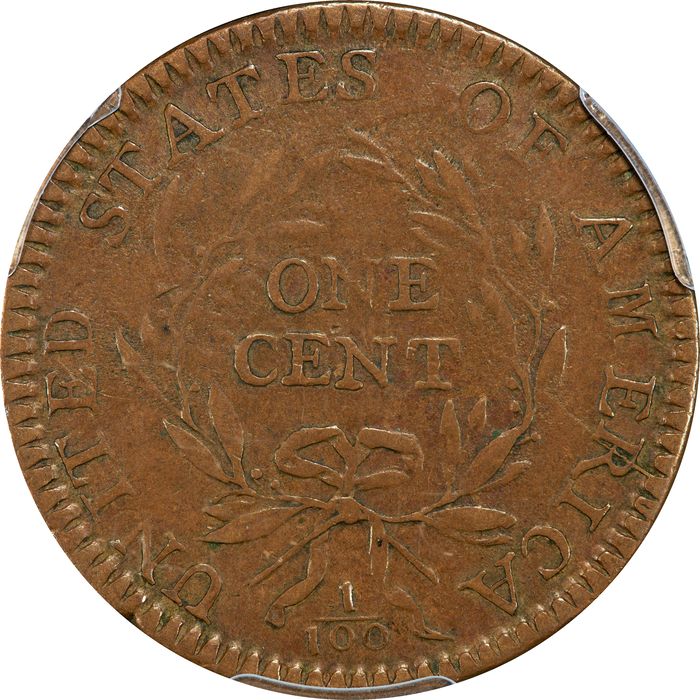 1794 Flowing Hair Large Cent (1c) S-30 Marred Field Reverse Image