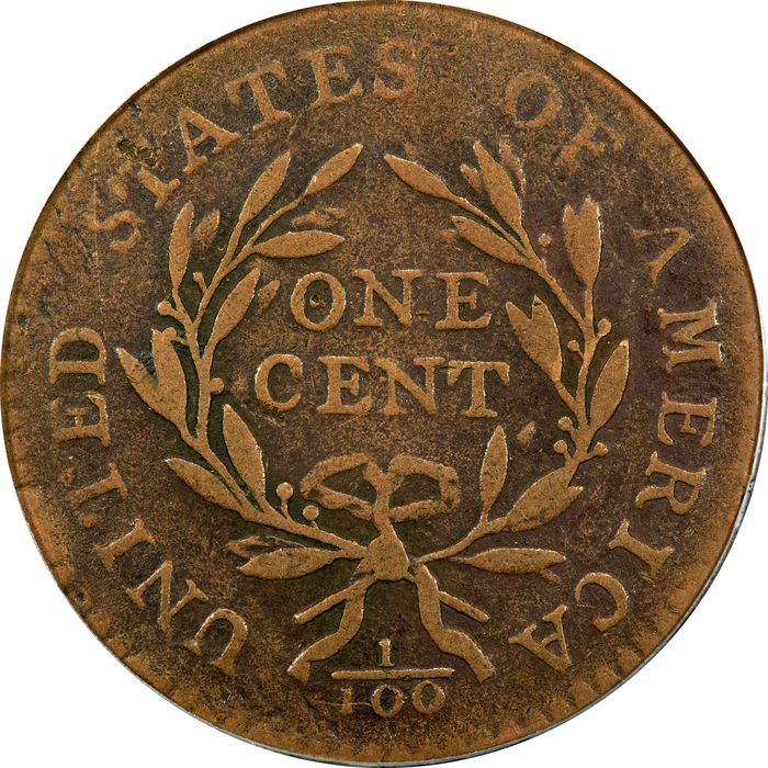 1794 Liberty Cap Large Cent (1c) OGH Ex-Eliasberg Reverse Image