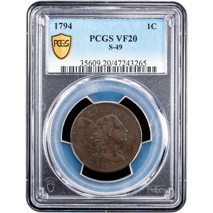 1794 Liberty Cap Large Cent (1c) S-49 Obverse Slab Image