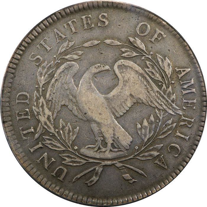 1795 Flowing Hair Dollar ($1) 3 Leaves OGH Reverse Image