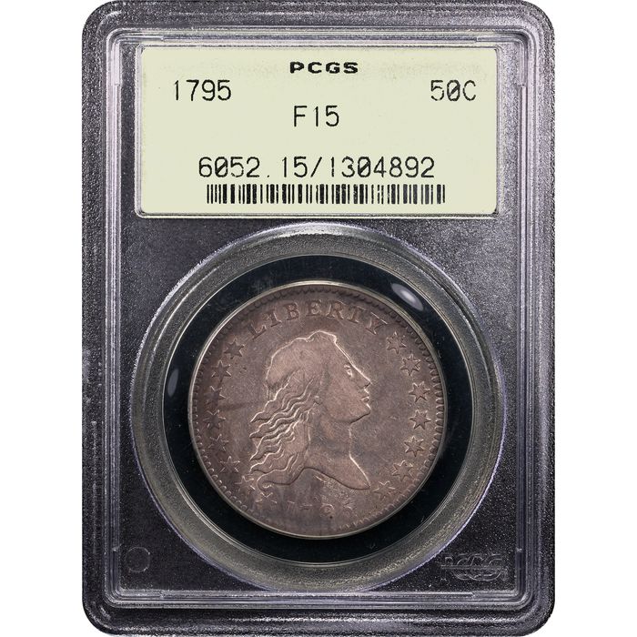 1795 Flowing Hair Half Dollar (50c) 2 Leaves Obverse Slab Image
