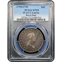 1795/1795 Flowing Hair Half Dollar (50c) 2 Leaves Recut Date Obverse Image