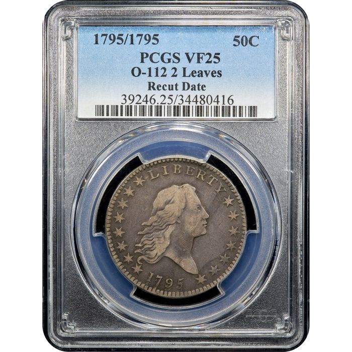 1795/1795 Flowing Hair Half Dollar (50c) 2 Leaves Recut Date Obverse Image