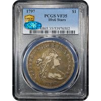 1797 Draped Bust Dollar ($1) 10x6 Stars Obverse Slab Image