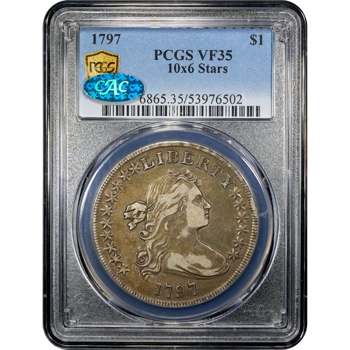 1797 Draped Bust Dollar ($1) 10x6 Stars Obverse Slab Image