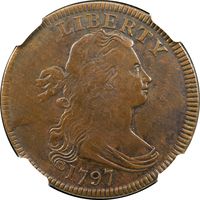 1797 Draped Bust Large Cent (1c) Reverse of 1797, Stems Obverse Image