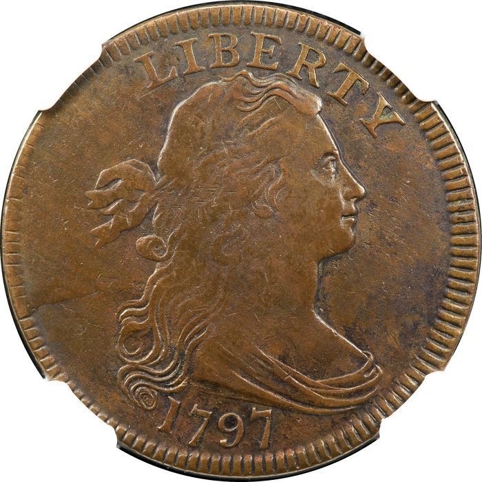 1797 Draped Bust Large Cent (1c) Reverse of 1797, Stems Obverse Image