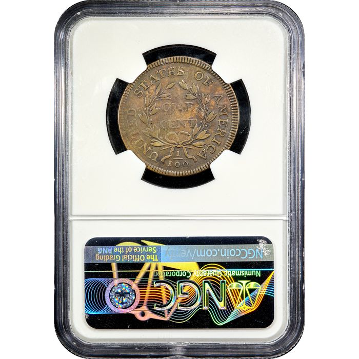 1797 Draped Bust Large Cent (1c) Reverse of 1797, Stems Reverse Slab Image