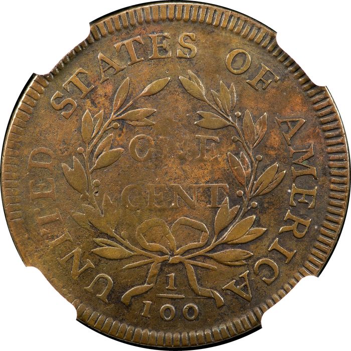 1797 Draped Bust Large Cent (1c) Reverse of 1797, Stems Reverse Image