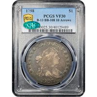 1798 Draped Bust Dollar ($1) BB-108, 10 Arrows Obverse Slab Image