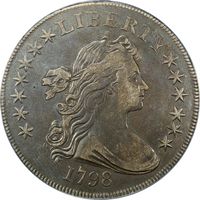1798 Draped Bust Dollar ($1) Small Eagle, 13 Stars Obverse Image