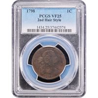 1798 Draped Bust Large Cent (1c) 2nd Hair Style Obverse Slab Image