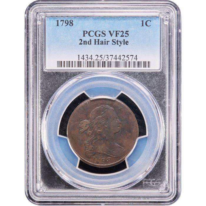 1798 Draped Bust Large Cent (1c) 2nd Hair Style Obverse Slab Image