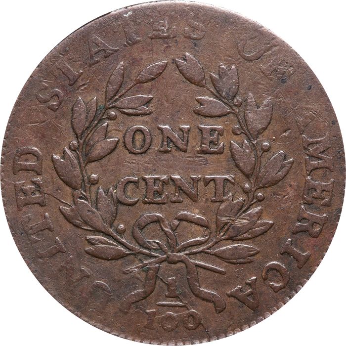 1798 Draped Bust Large Cent (1c) 2nd Hair Style Reverse Image