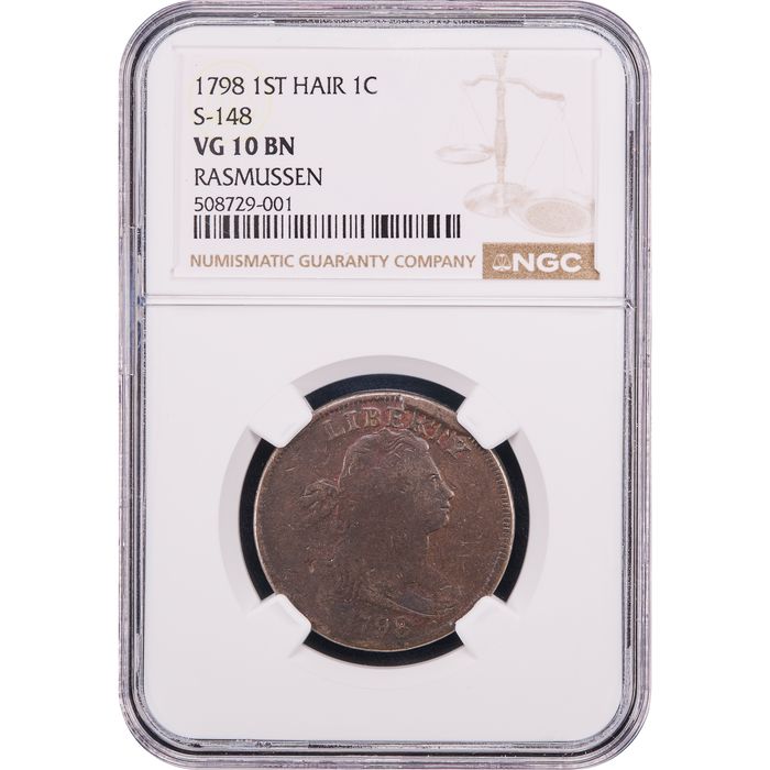 1798 Draped Bust Large Cent (1c) First Hair Style S-148 Obverse Image