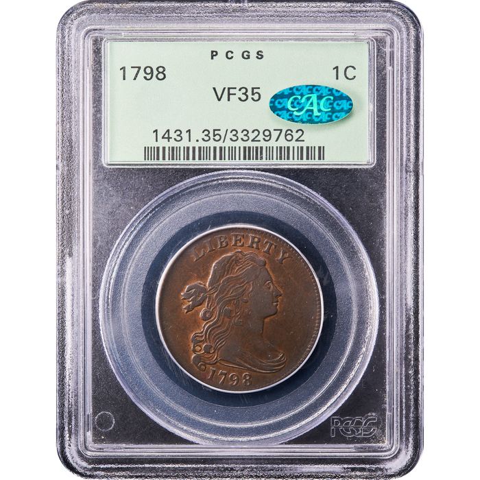 1798 Draped Bust Large Cent (1c) Second Hair Style OGH Obverse Image