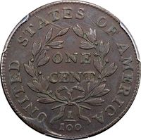 1798 Draped Bust Large Cent (1c) Second Hair Style S-175 Reverse Image