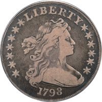 1798 Large Eagle Draped Bust Dollar ($1) Pointed 9 4 Lines BB-113 Obverse Image