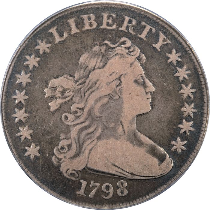 1798 Large Eagle Draped Bust Dollar ($1) Pointed 9 4 Lines BB-113 Obverse Image
