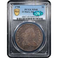 1798 Small Eagle Draped Bust Dollar ($1) 13 Stars Obverse Slab Image