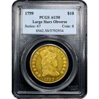 1799 Draped Bust Gold Eagle ($10) Large Stars Obverse  Obverse Image