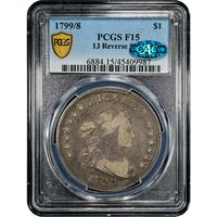 1799/8 Draped Bust Dollar ($1) 13 Reverse Stars Obverse Slab Image
