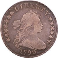 1799/8 Draped Bust Dollar ($1) 15 Reverse Stars Photo 3