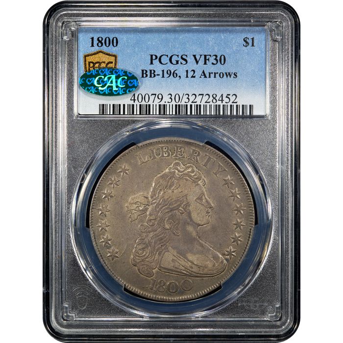 1800 Draped Bust Dollar ($1) BB-196 12 Arrows Obverse Image