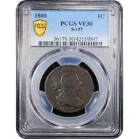 1800 Draped Bust Large Cent (1c) S-197 Obverse Slab Image