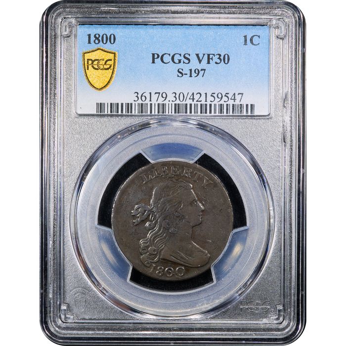 1800 Draped Bust Large Cent (1c) S-197 Obverse Slab Image